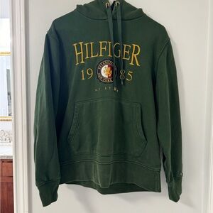 Tommy Hilfiger Green Pullover Hoodie with Bold Branding